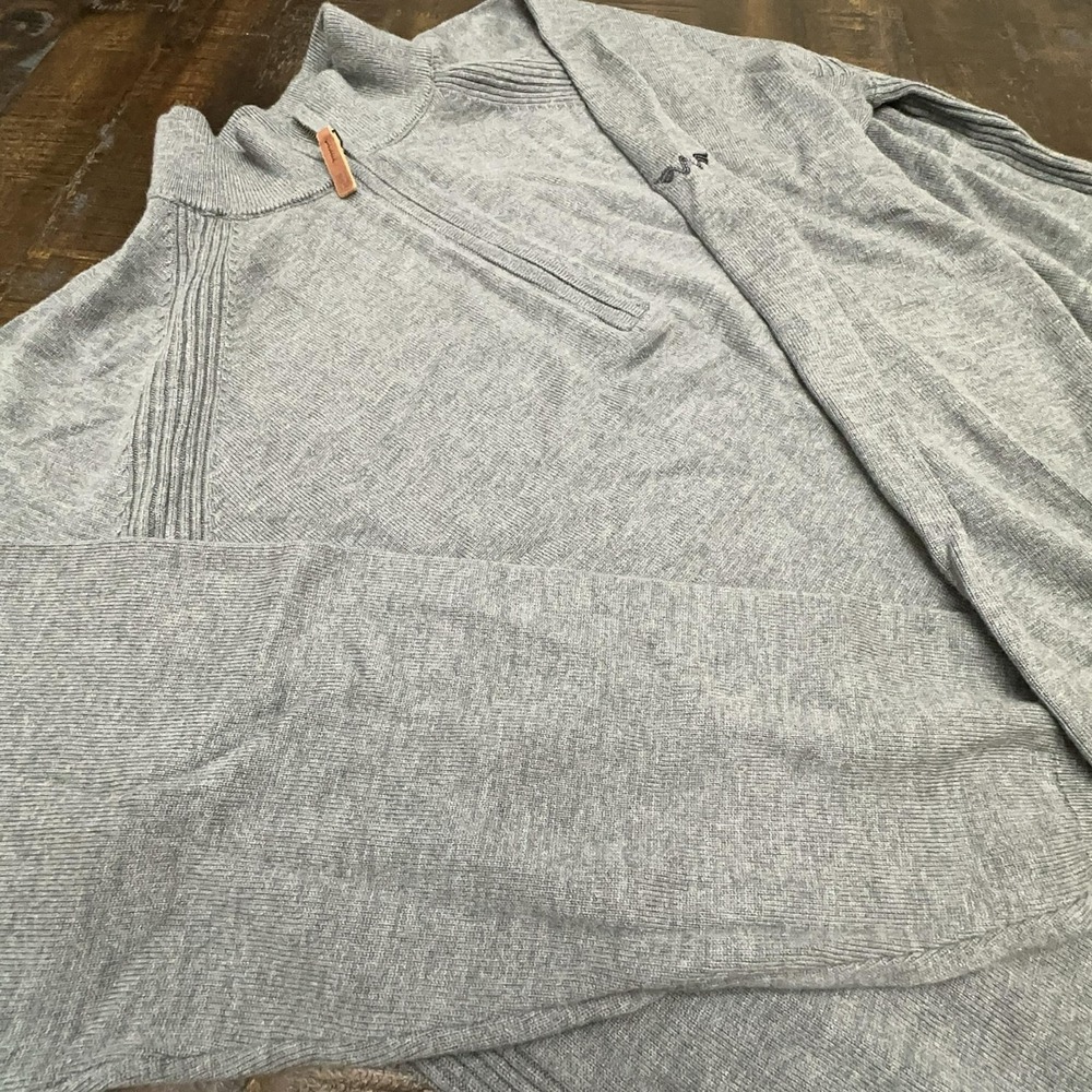 FootJoy Sweater Mens Large Gray Acrylic Wool Quarter Zip Mock Knit Golf Pullover